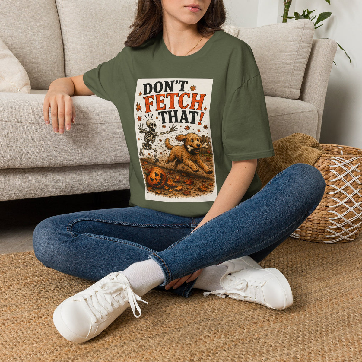 Funny Halloween Dog Shirt – Don't Fetch That! | Skeleton Dog T-Shirt | Vintage Halloween Tee | Dog Lover Gift | Fall Graphic Tee | Cute Spooky Shirt