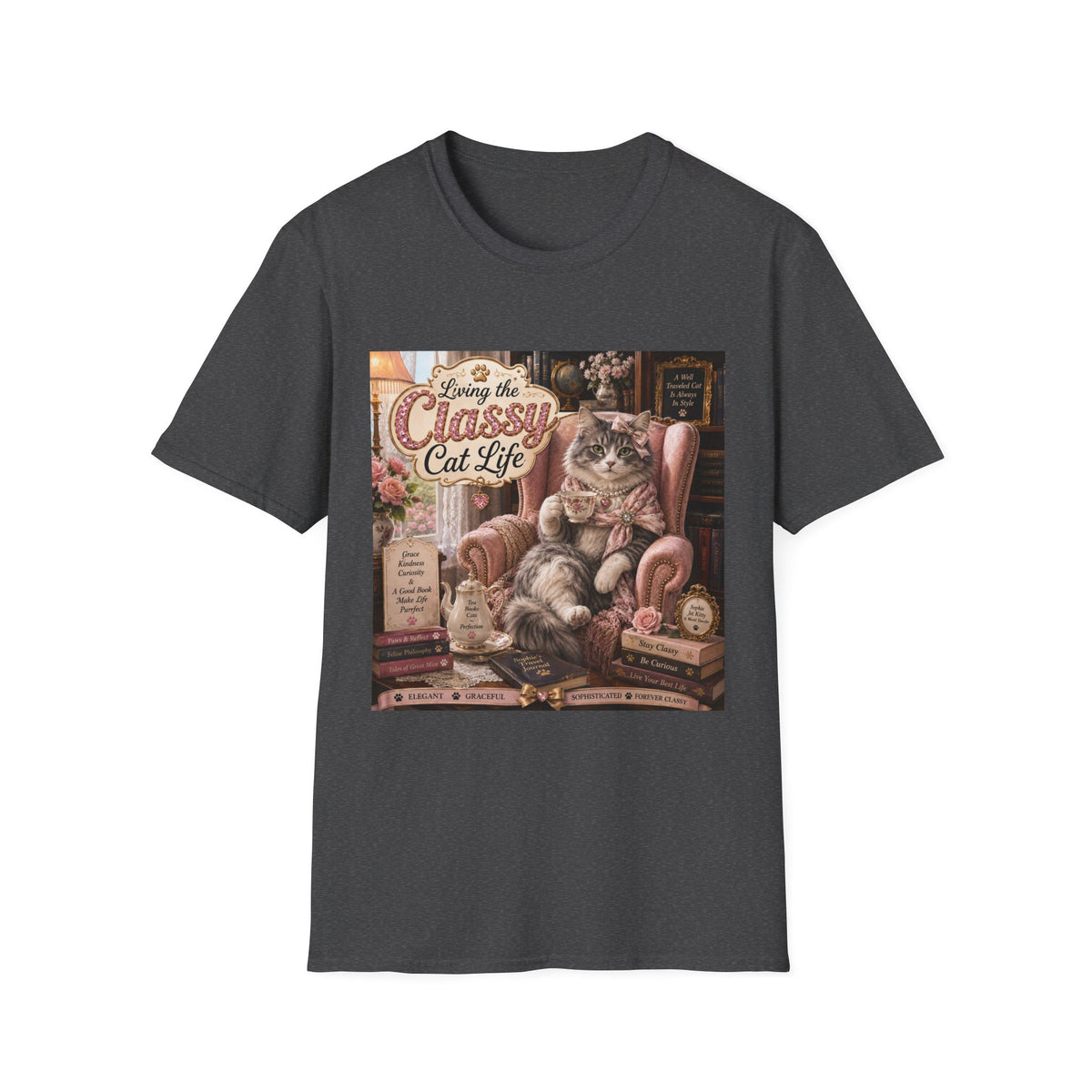 Classy Cat Life T‑Shirt — "Living the Classy Cat Life" Vintage Cat Lover Tee