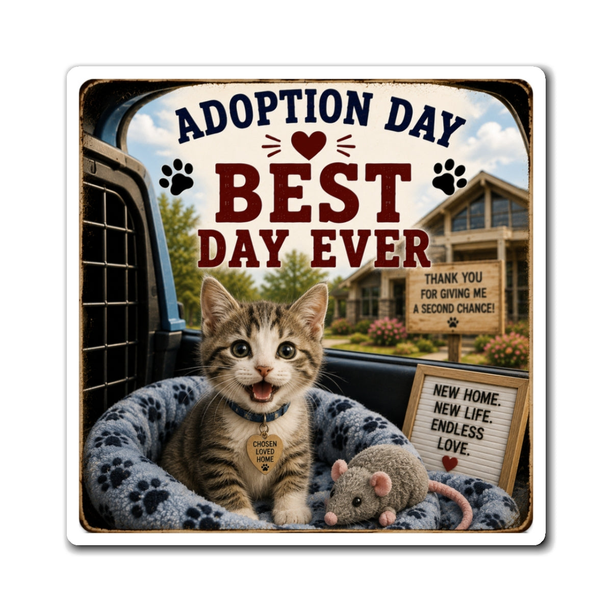 Adoption Day – Best Day Ever” Rescue Cat Magnet | Cat Adoption Gift | The Dog House™