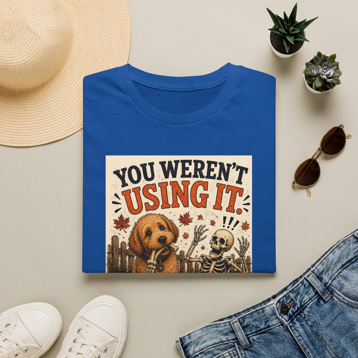 Funny Halloween Dog Shirt – You Weren't Using It! | Skeleton Dog T-Shirt | Vintage Halloween Tee | Dog Lover Gift | Cute Fall Graphic Tee