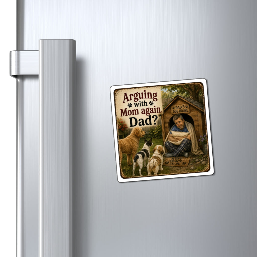 Arguing With Mom Again, Dad?” Funny Dog Dad Magnet | Dog House Humor Gift | The Dog House™