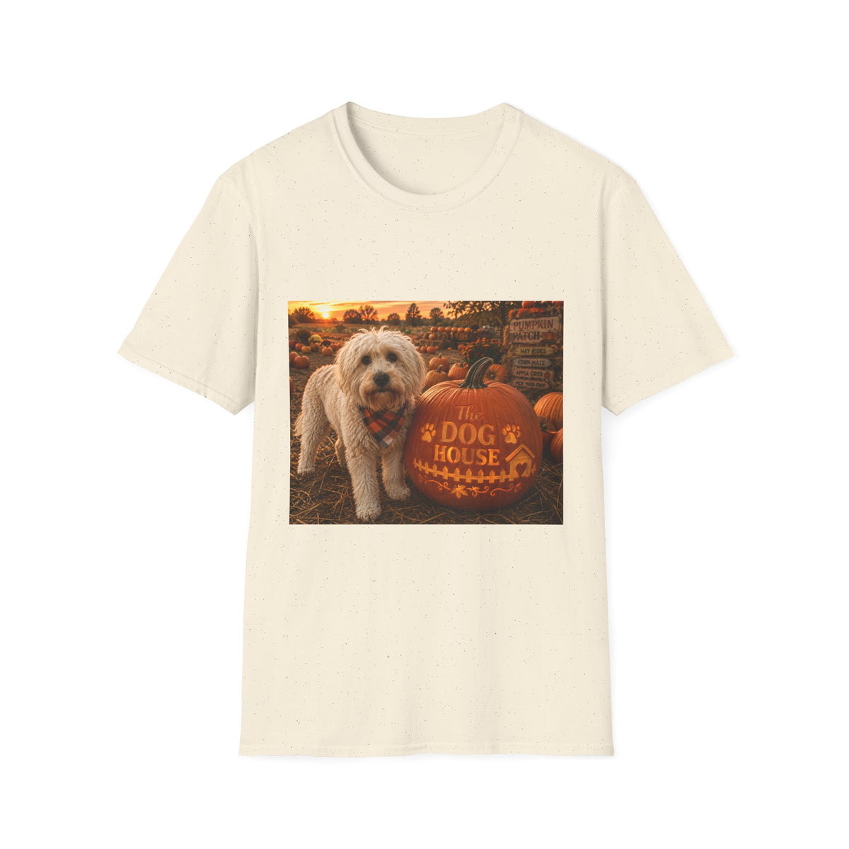 Welcome to The Dog House™ Pumpkin Patch | Maddie's Fall Pumpkin T-Shirt | Cozy Autumn Dog Lover Shirt