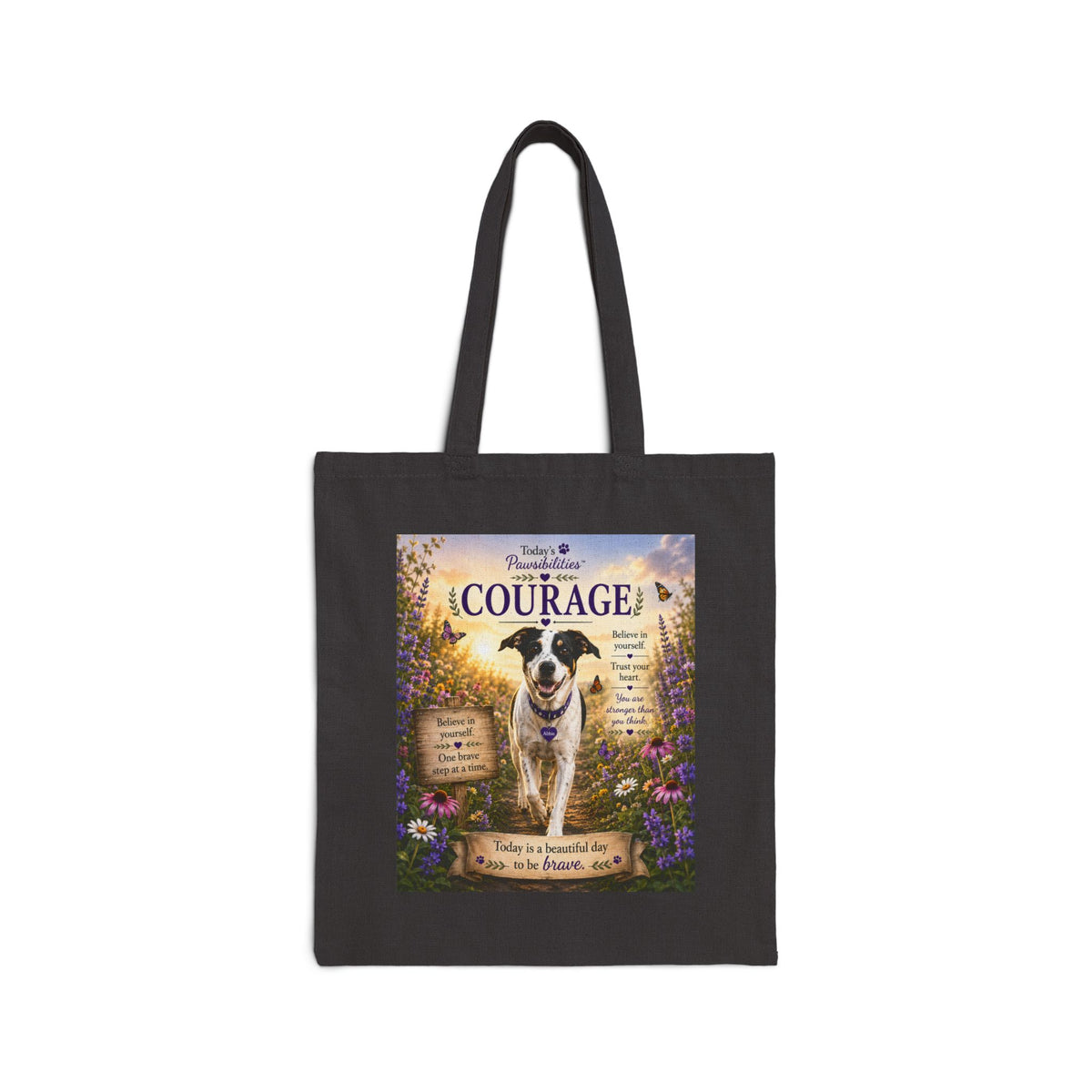 Today's Pawsibilities™ – COURAGE Canvas Tote Bag | Abbie Inspirational Dog Tote | Reusable Dog Lover Gift Bag
