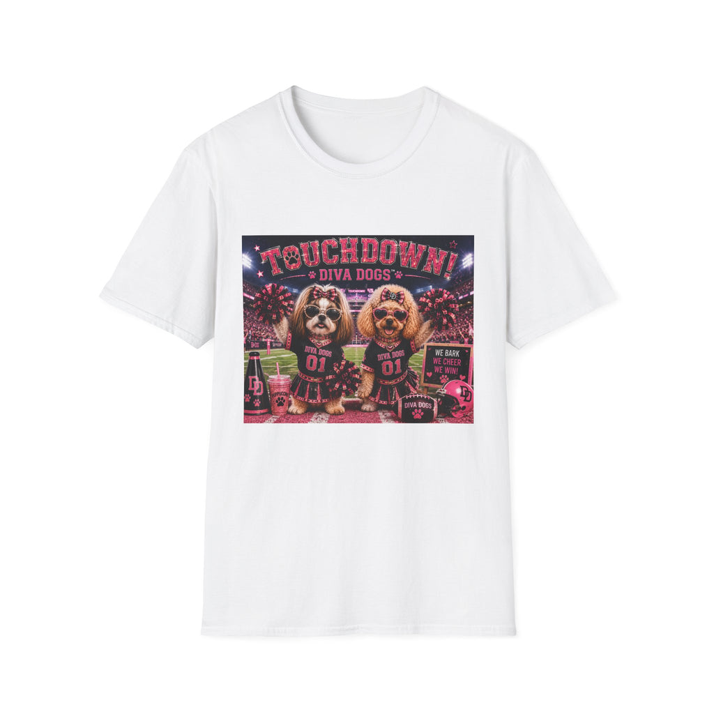 We Bark. We Cheer. We Win!™ | Diva Dogs™ | Football Game Day Dog Lover T-Shirt | Stadium Spirit Edition