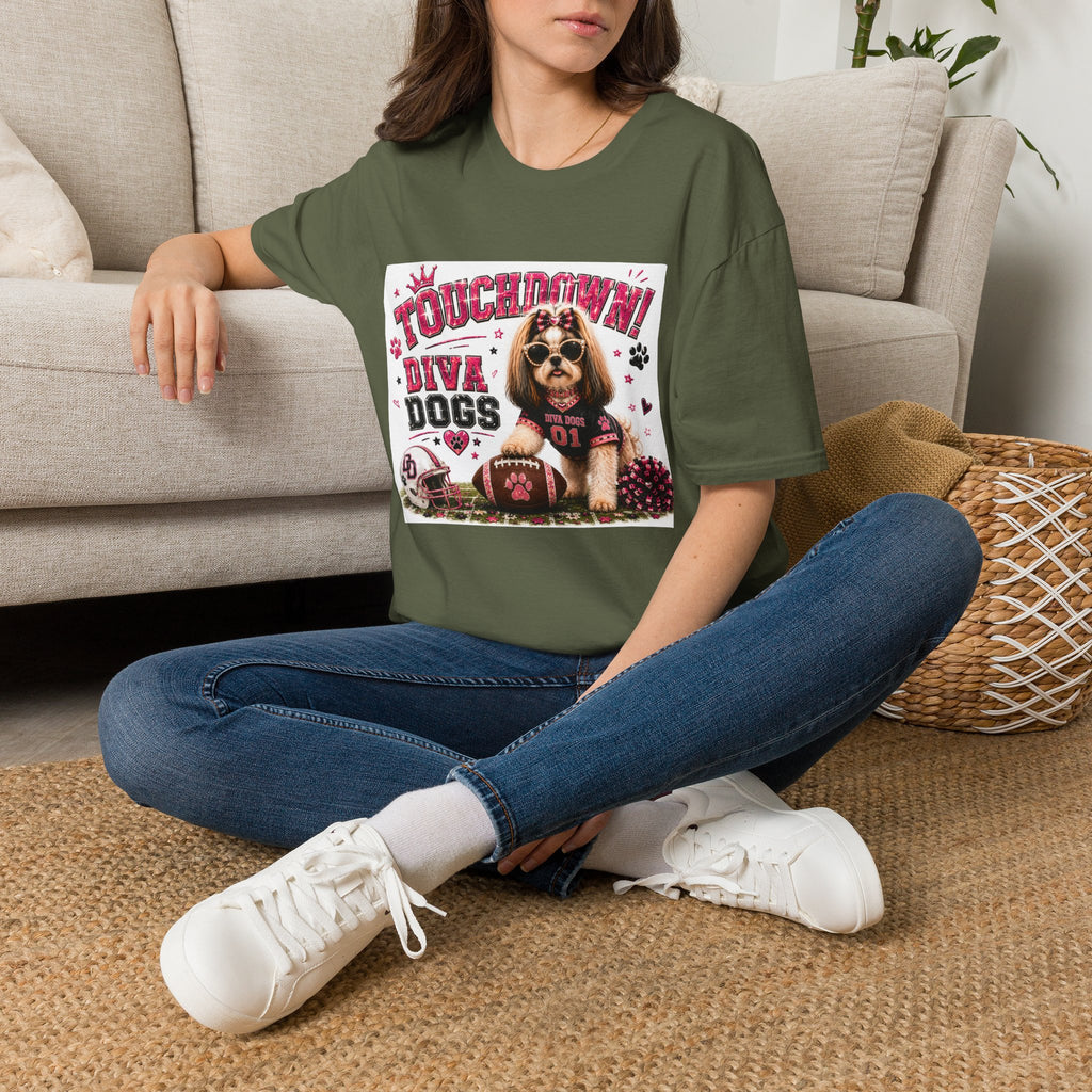 Touchdown!™ | Diva Dogs™ | Football Dog Lover T-Shirt | Glam Game Day Boutique Tee