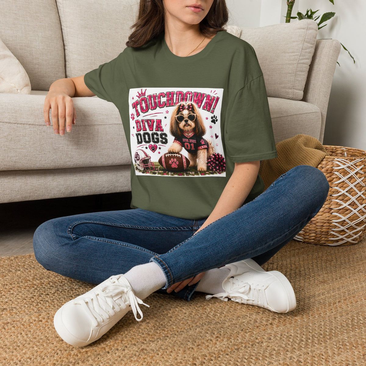 Touchdown!™ | Diva Dogs™ | Football Dog Lover T-Shirt | Glam Game Day Boutique Tee