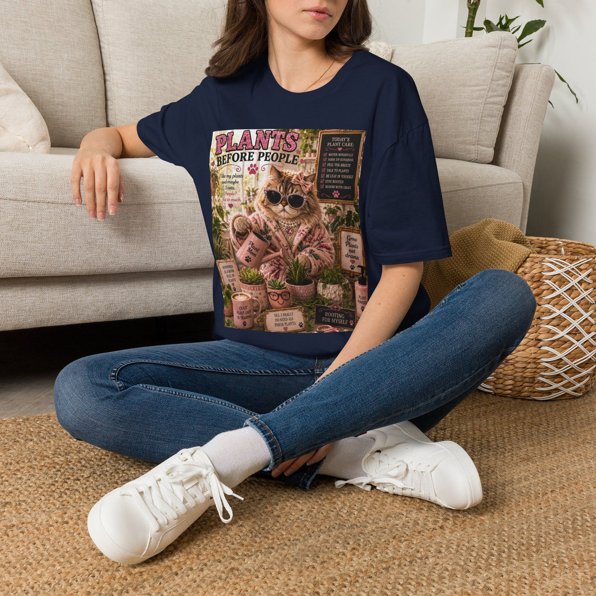 Plants Before People | Classy Cats™ T-Shirt | Funny Plant Lover Cat Shirt | Plant Mom Gift | Houseplant Lover Tee | Gardening & Botanical Apparel