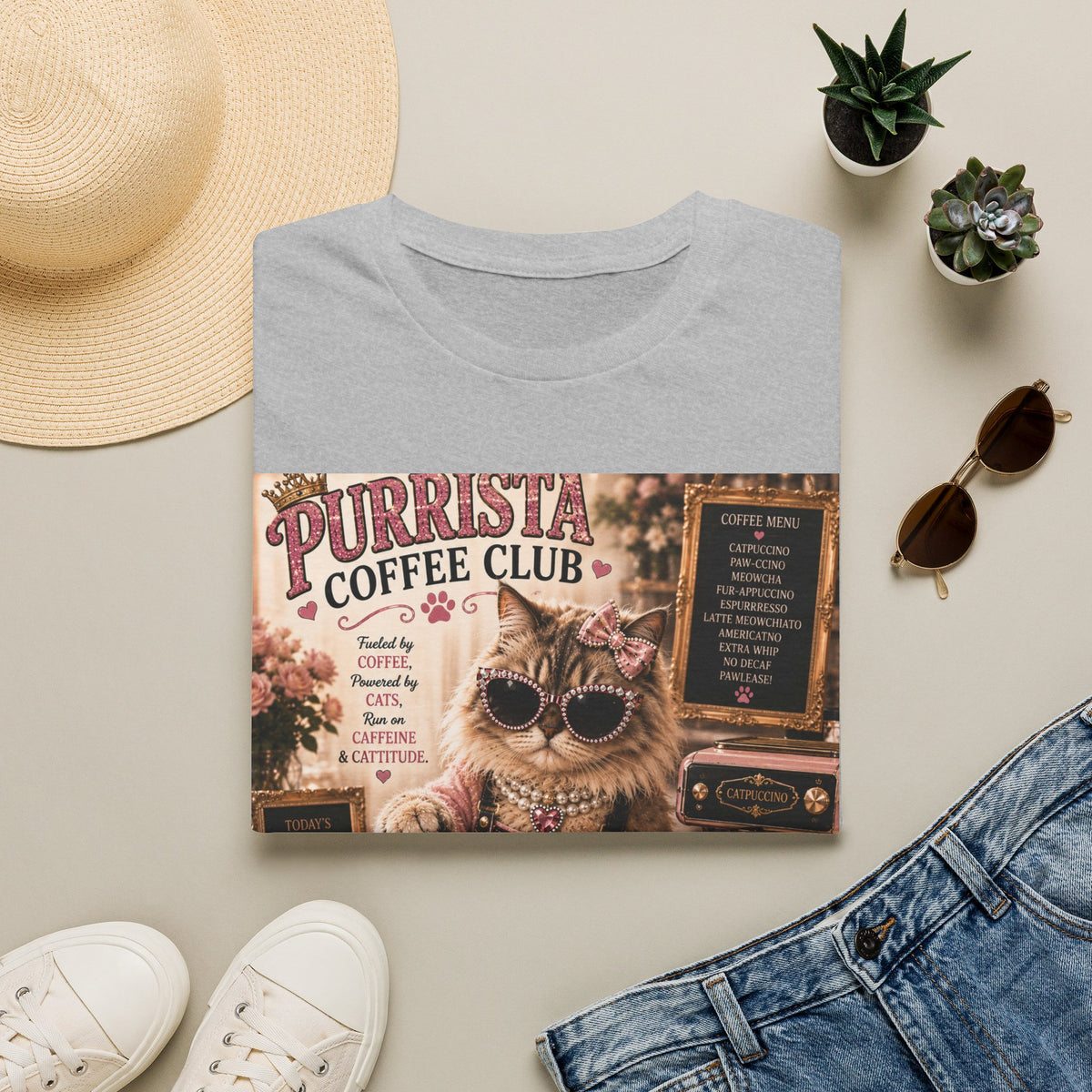 Purrista Coffee Club™ Barista | Classy Cats™ T-Shirt | Funny Coffee Cat Shirt | Cat Mom Gift | Coffee Lover Tee | Café Style Apparel