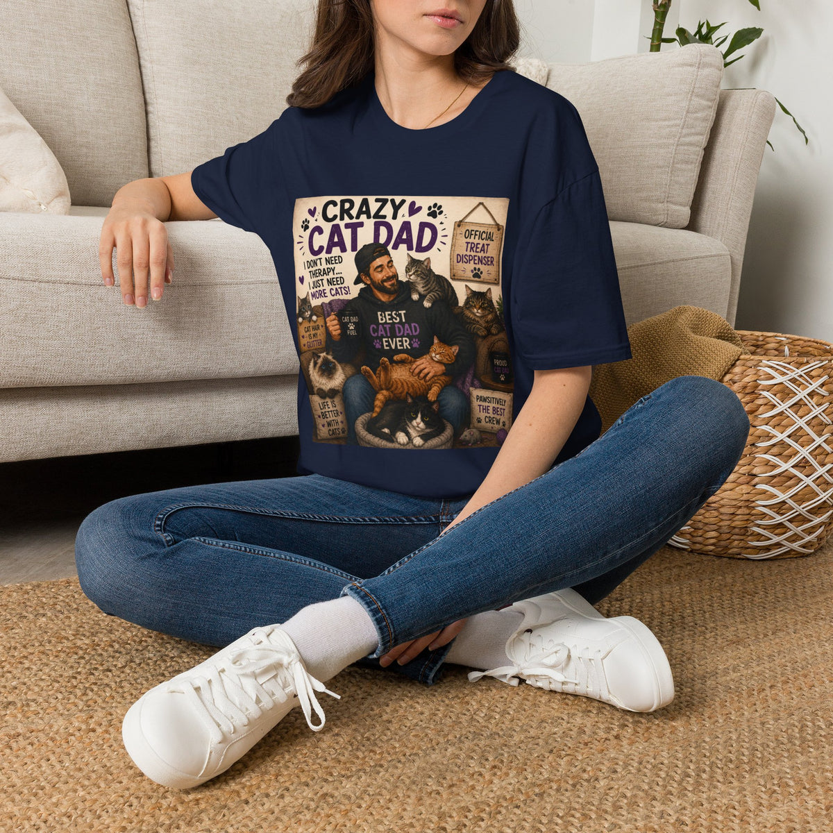 Crazy Cat Dad T-Shirt – "I Don't Need Therapy, I Just Need More Cats" Cat Lover Tee