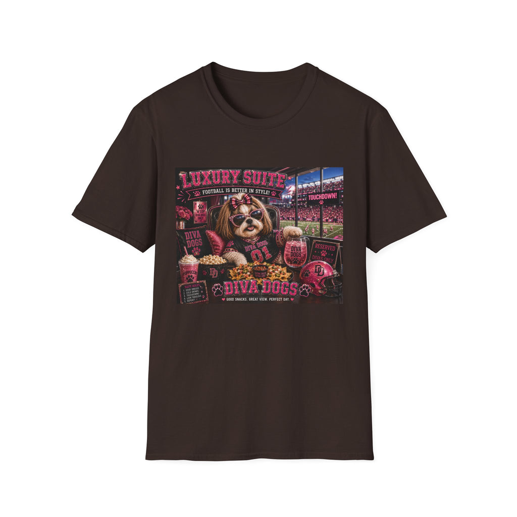 Luxury Suite™ | Diva Dogs™ | Football Game Day Dog Lover T-Shirt | VIP Stadium Collection