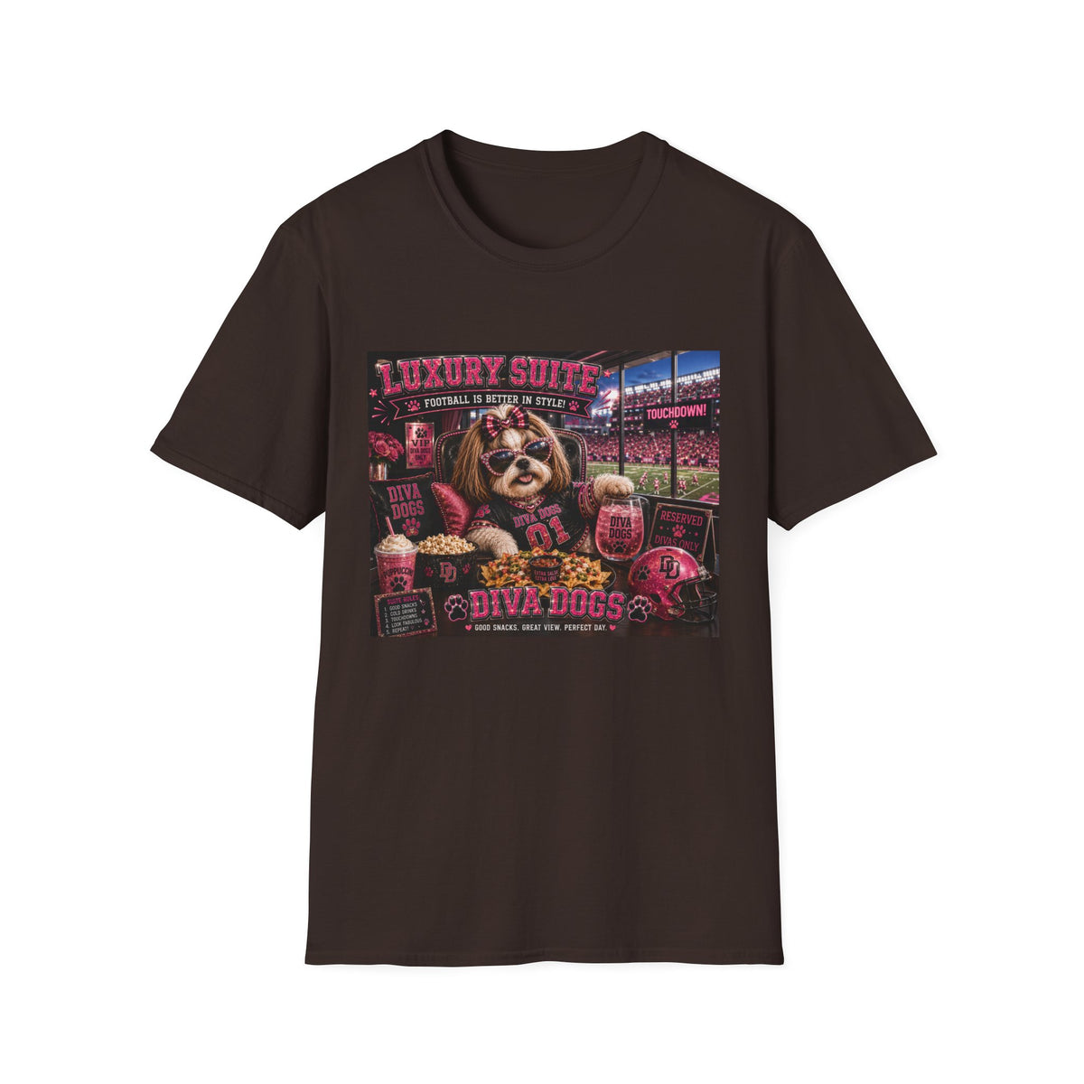 Luxury Suite™ | Diva Dogs™ | Football Game Day Dog Lover T-Shirt | VIP Stadium Collection