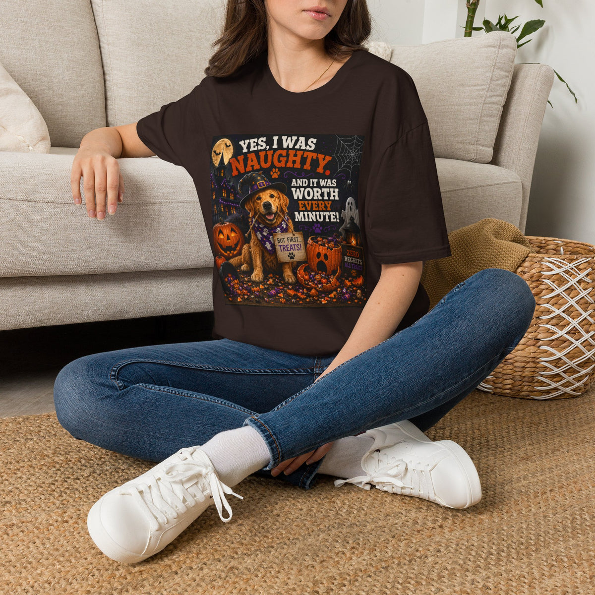 Funny Halloween Dog Shirt – Yes, I Was Naughty… And It Was Worth Every Minute! | Cute Halloween Dog T-Shirt | Fall Dog Lover Tee | Dog Mom Gift
