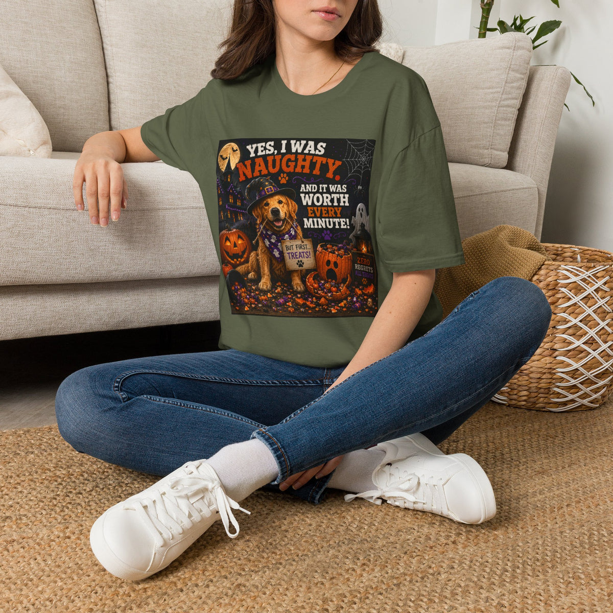 Funny Halloween Dog Shirt – Yes, I Was Naughty… And It Was Worth Every Minute! | Cute Halloween Dog T-Shirt | Fall Dog Lover Tee | Dog Mom Gift