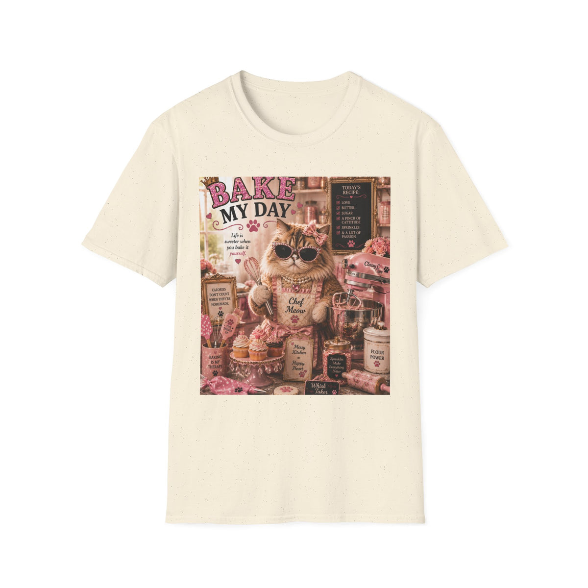 Bake My Day | Classy Cats™ T-Shirt | Funny Baking Cat Shirt | Baker Gift | Cat Mom Tee | Cupcake Lover & Kitchen Apparel