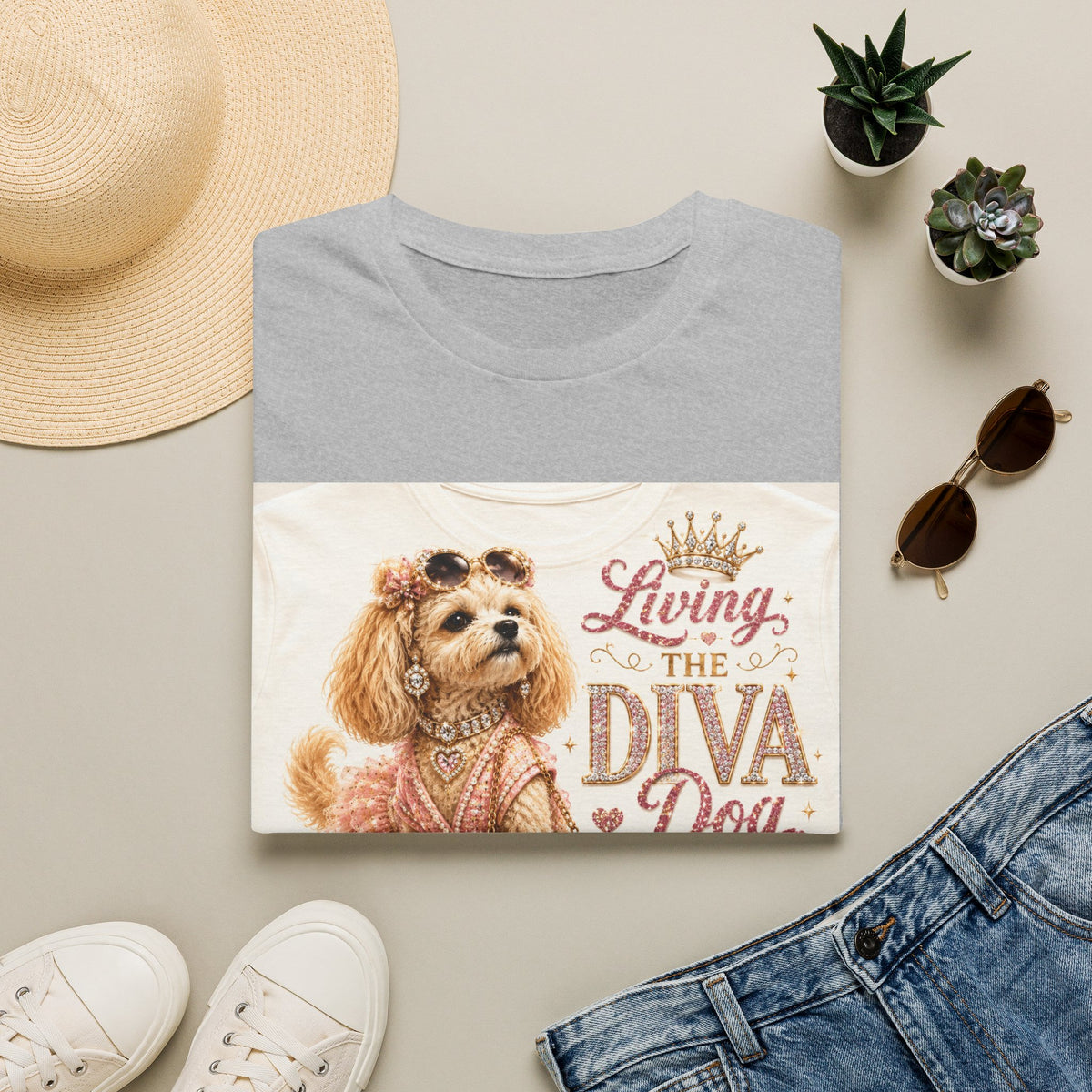 Living the Diva Dog Life T-Shirt — Cute Pampered Pup Graphic Tee