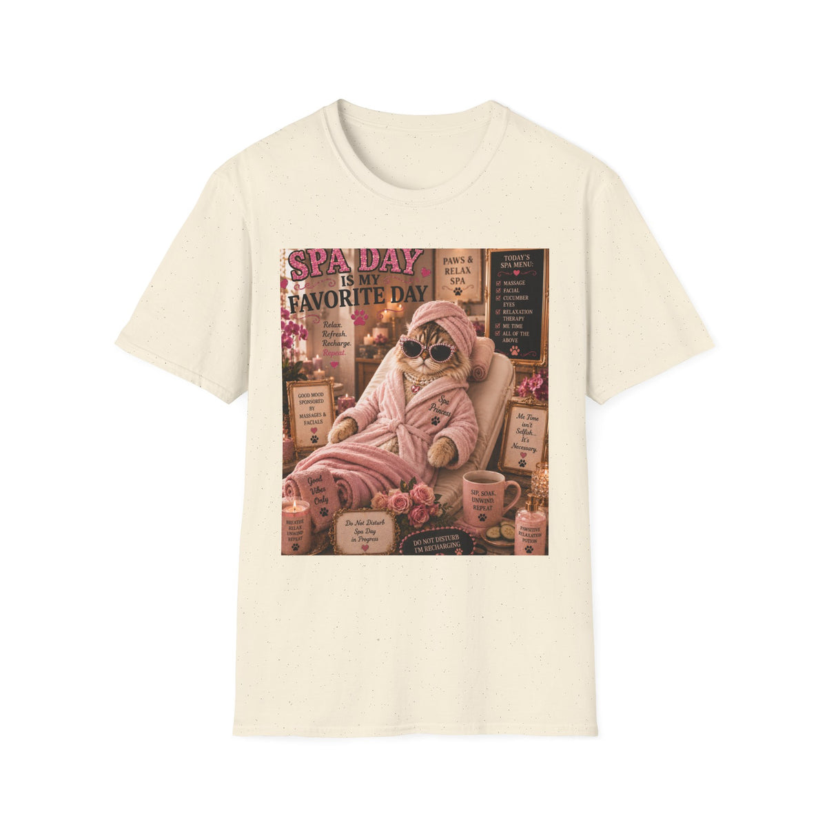 Spa Day Is My Favorite Day | Classy Cats™ T-Shirt | Funny Spa Cat Shirt | Self-Care Gift | Cat Mom Tee | Relaxation & Wellness Apparel