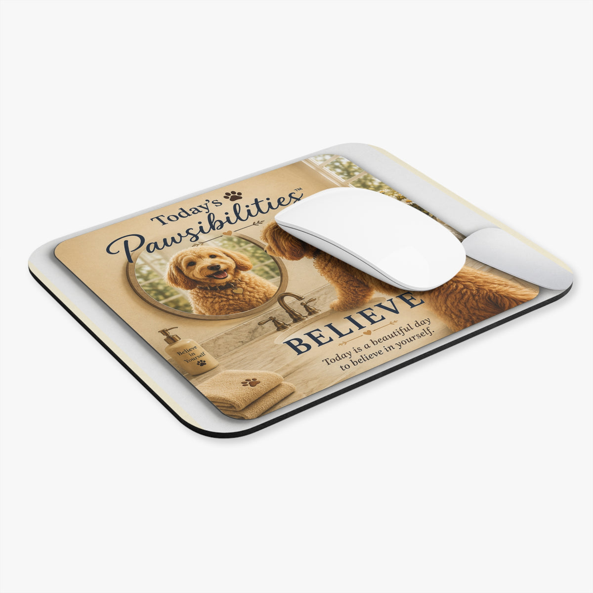 Today's Pawsibilities™ – Believe Mouse Pad | Inspirational Desk Accessory | Gift for Dog Lovers