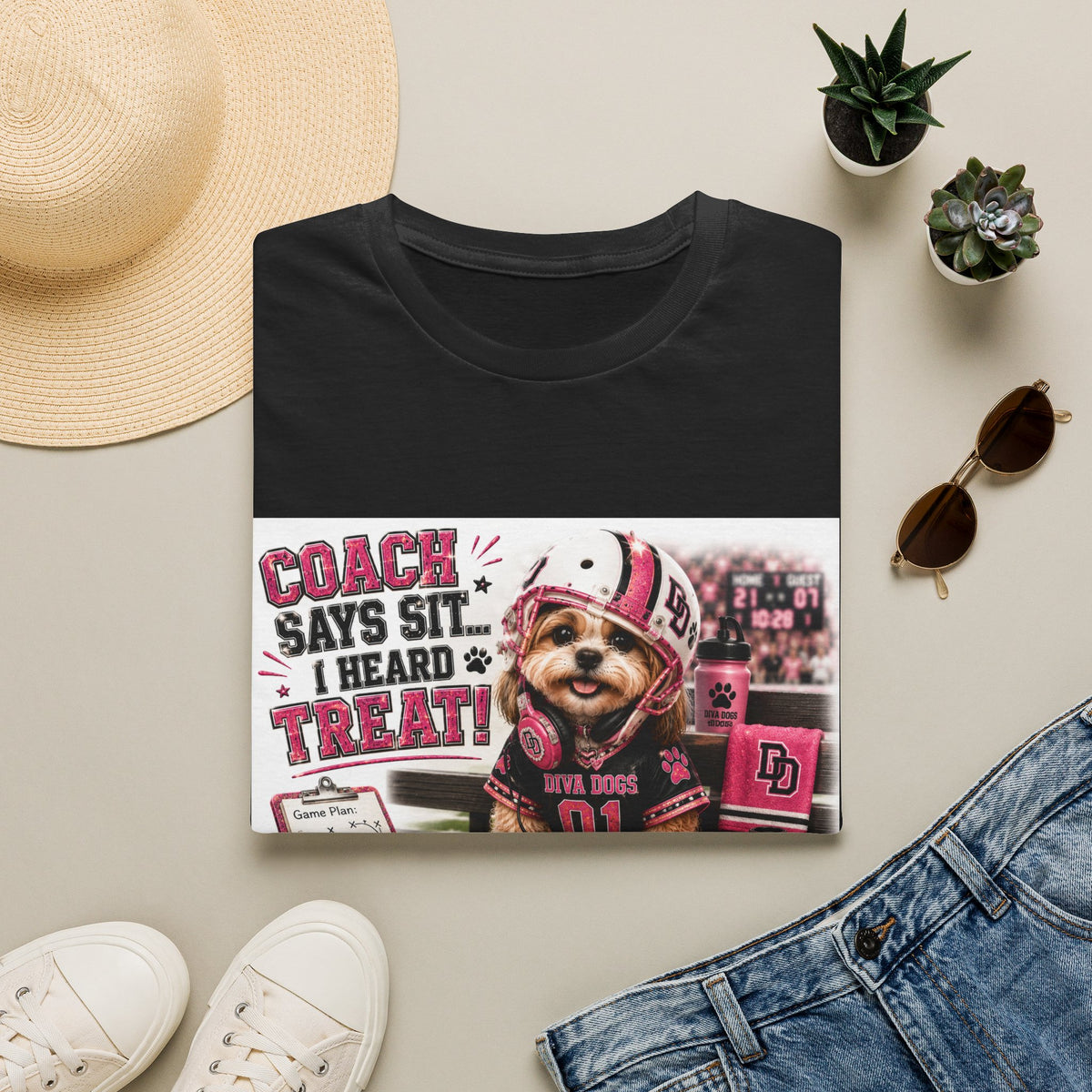 Coach Says Sit... I Heard Treat!™ | Diva Dogs™ | Funny Football Dog Lover T-Shirt | Game Day Coach Edition