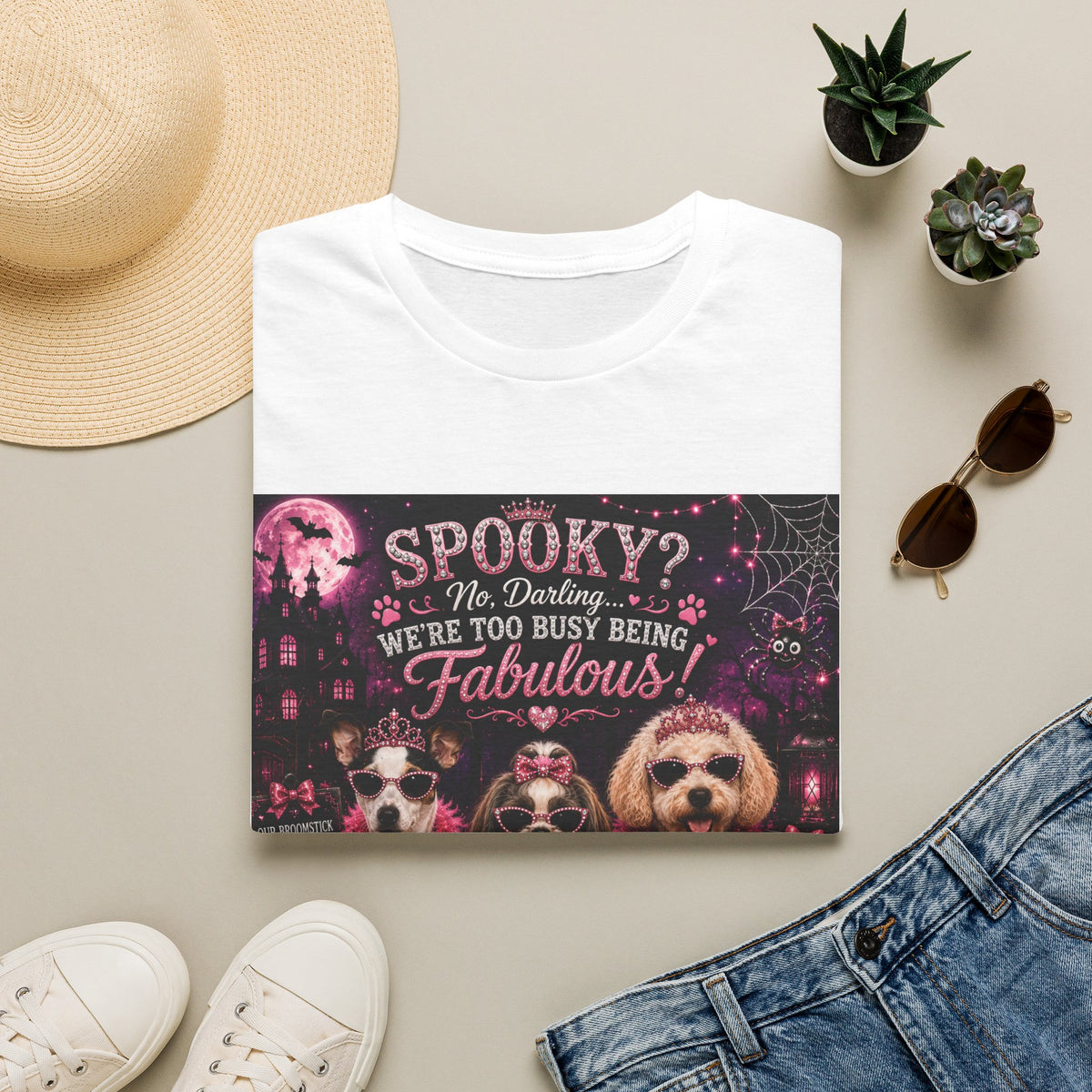 Funny Halloween Dog Shirt – Spooky? No, Darling... We're Too Busy Being Fabulous! | Diva Dogs™ Halloween T-Shirt | Glam Dog Lover Tee | Dog Mom Gift