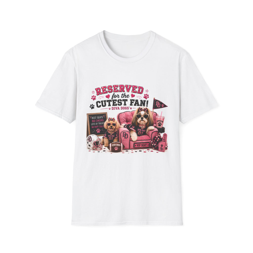 Reserved for the Cutest Fan!™ | Diva Dogs™ | Football Game Day Dog Lover T-Shirt | VIP Fan Edition