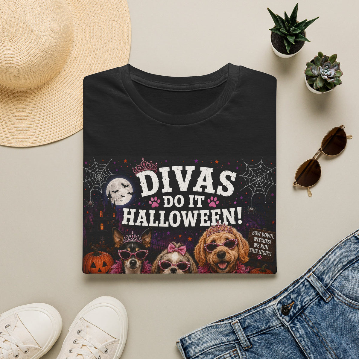 Funny Halloween Dog Shirt – Divas Do Halloween! | Glam Halloween Dog T-Shirt | Diva Dogs™ Collection | Cute Dog Lover Tee | Dog Mom Gift