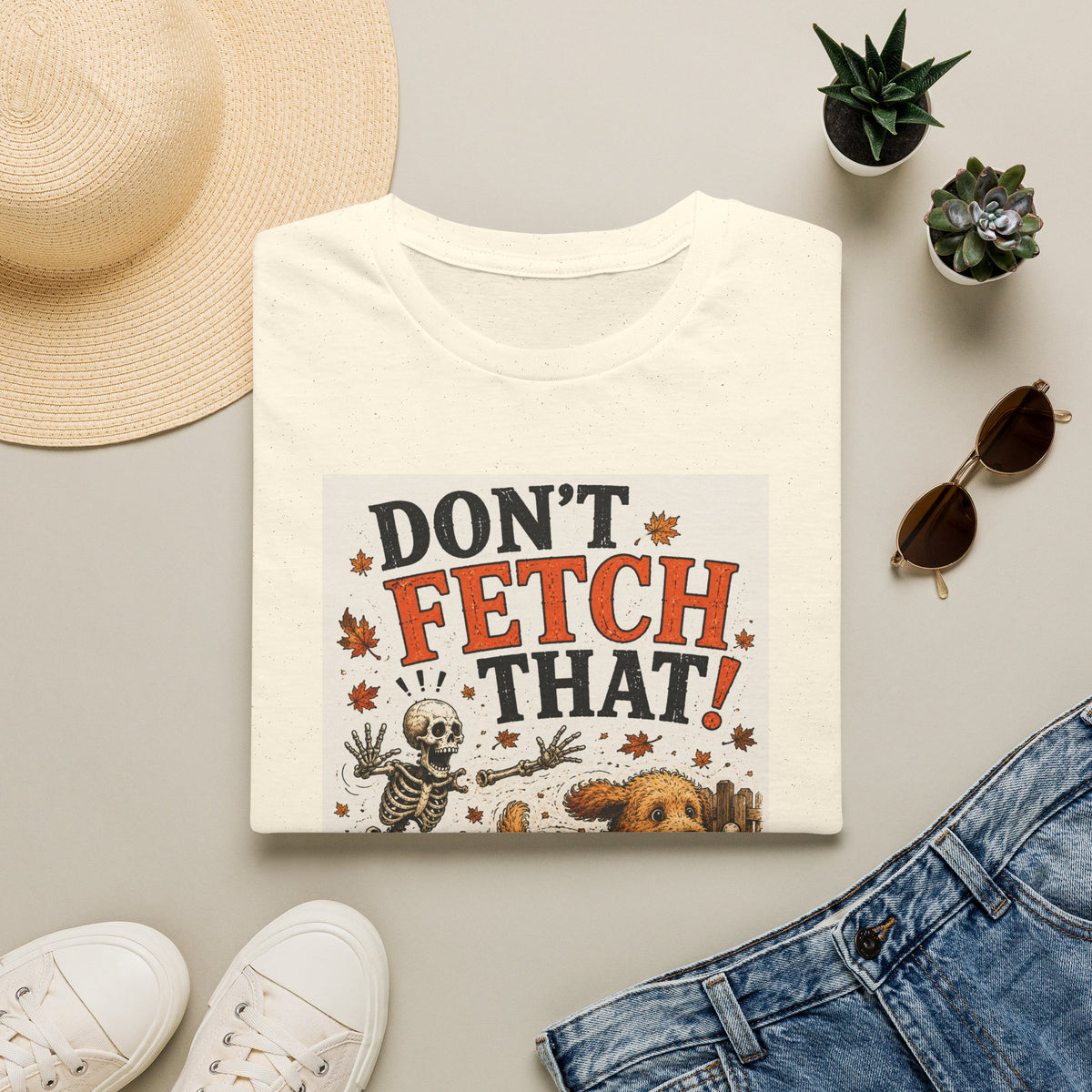 Funny Halloween Dog Shirt – Don't Fetch That! | Skeleton Dog T-Shirt | Vintage Halloween Tee | Dog Lover Gift | Fall Graphic Tee | Cute Spooky Shirt