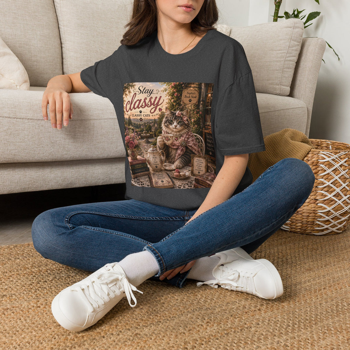 Stay Classy Cat T-Shirt — Vintage Cozy Cat Graphic Tee