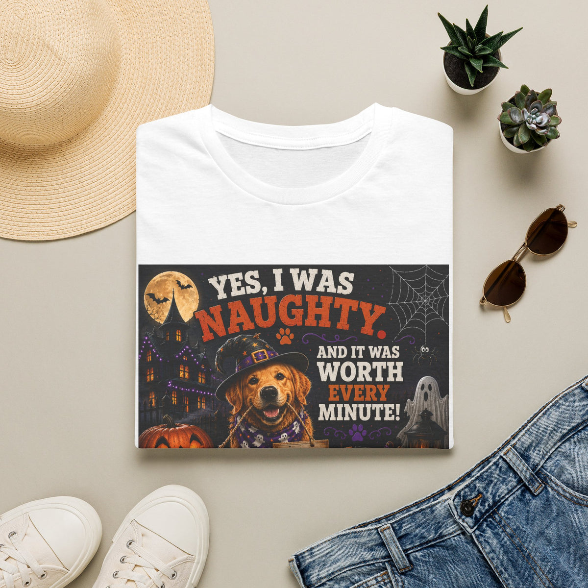 Funny Halloween Dog Shirt – Yes, I Was Naughty… And It Was Worth Every Minute! | Cute Halloween Dog T-Shirt | Fall Dog Lover Tee | Dog Mom Gift