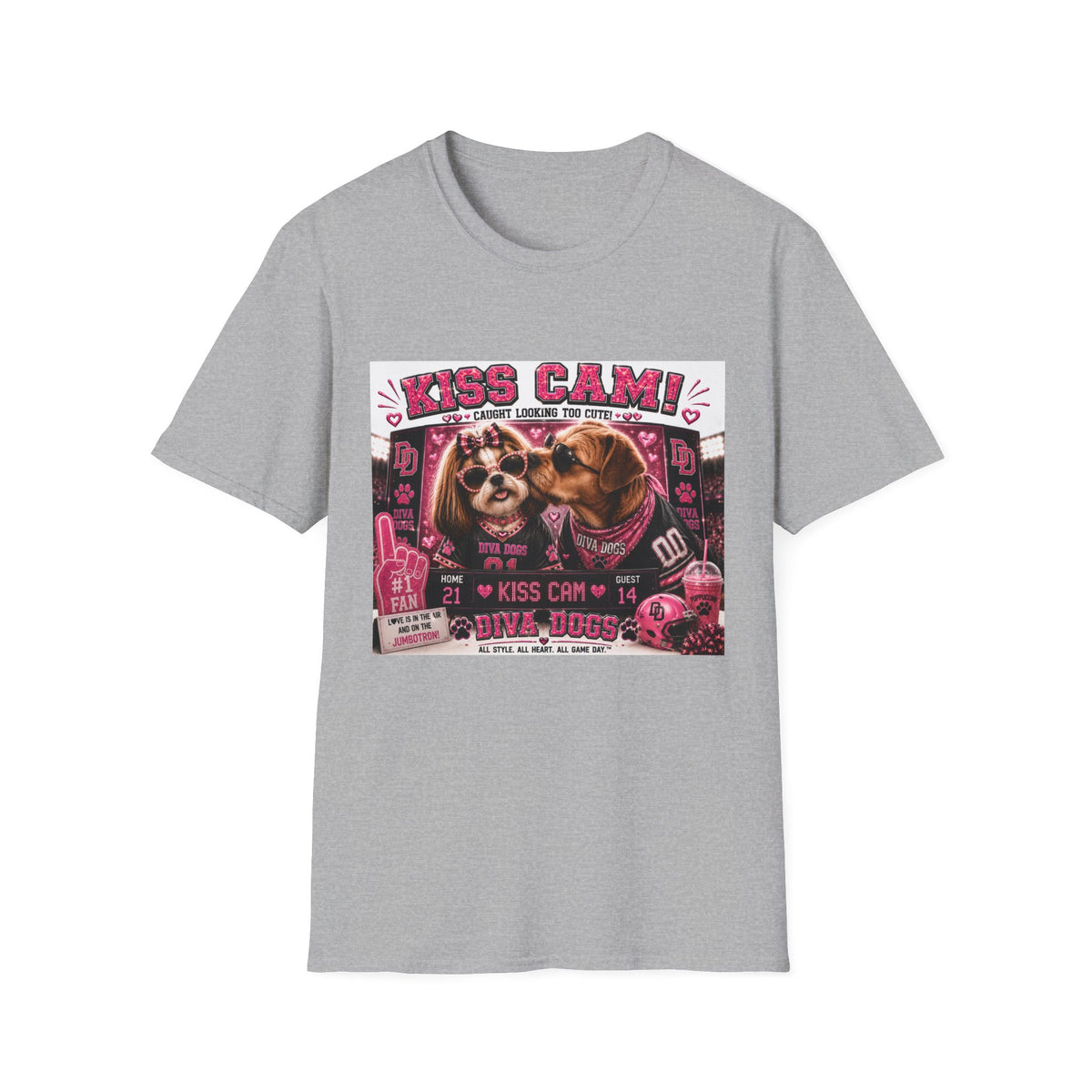Kiss Cam!™ | Diva Dogs™ | Funny Football Dog Lover T-Shirt | Game Day Romance Collection