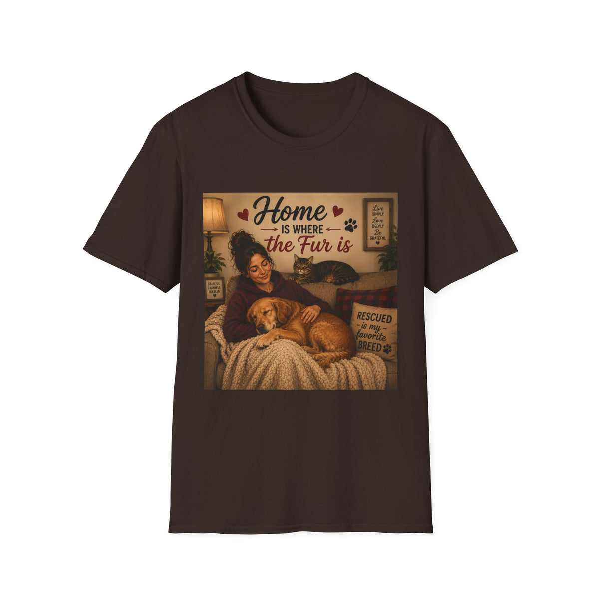 Cat Lover T-Shirt — "Home Is Where the Fur Is" Cozy Pet Tee