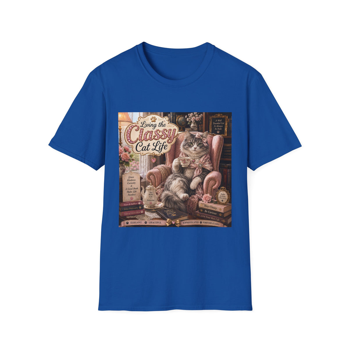 Classy Cat Life T‑Shirt — "Living the Classy Cat Life" Vintage Cat Lover Tee