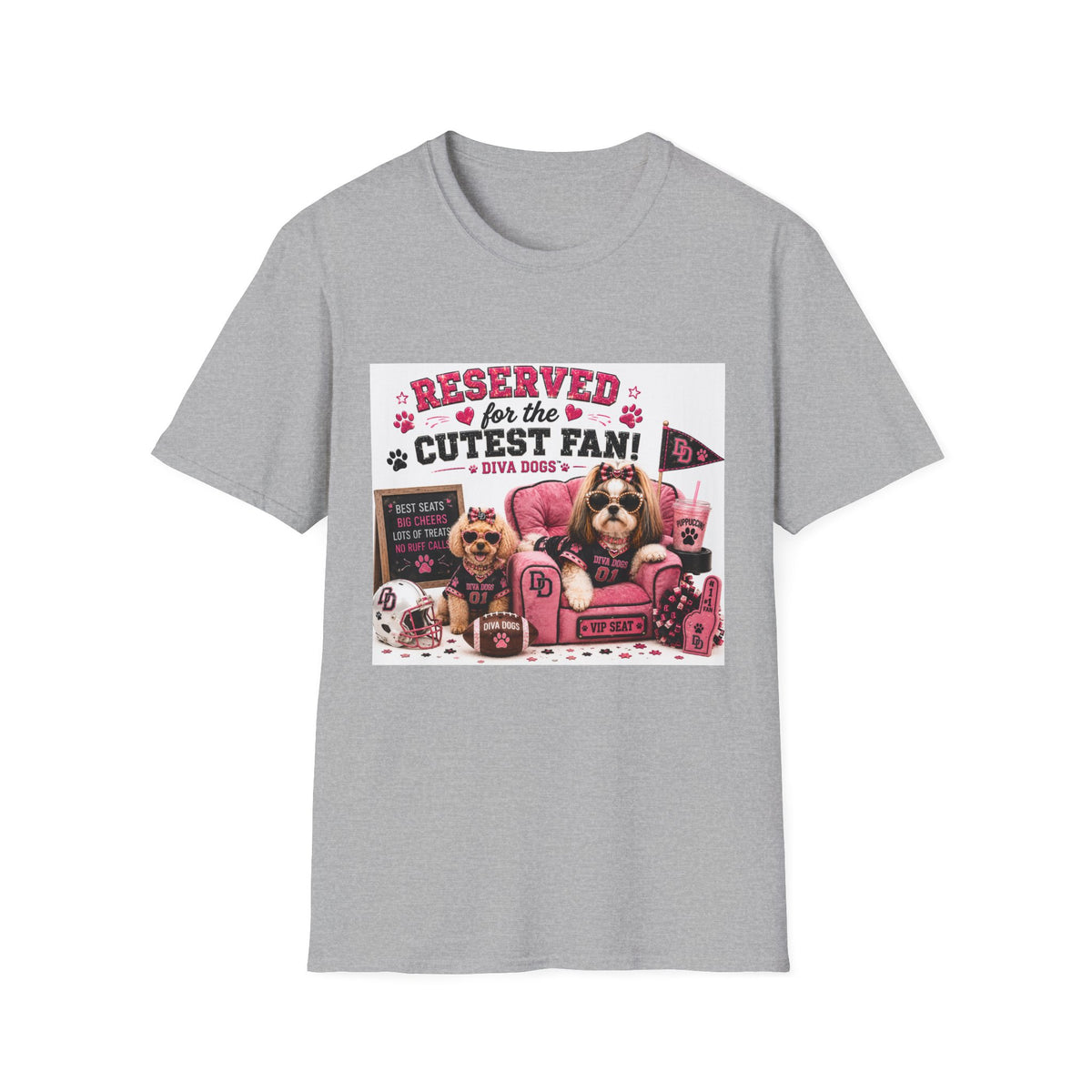 Reserved for the Cutest Fan!™ | Diva Dogs™ | Football Game Day Dog Lover T-Shirt | VIP Fan Edition