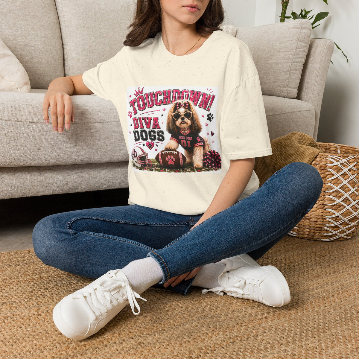 Touchdown!™ | Diva Dogs™ | Football Dog Lover T-Shirt | Glam Game Day Boutique Tee