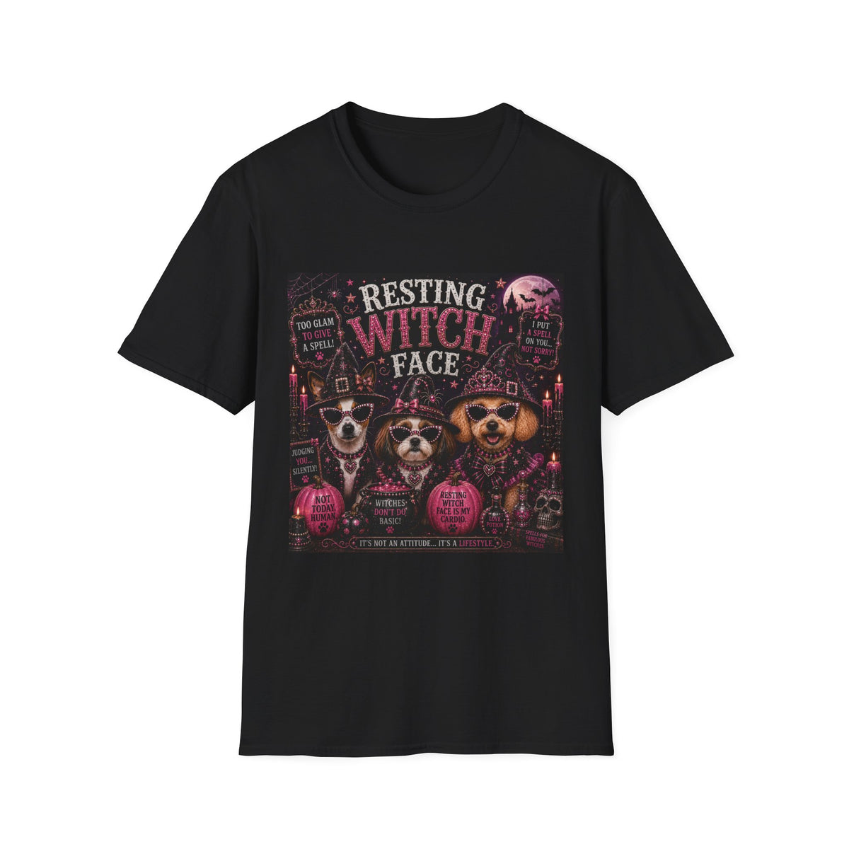 Resting Witch Face | Diva Dogs™ Halloween T-Shirt | Funny Witch Dog Shirt | Glam Halloween Dog Lover Tee | Dog Mom Gift