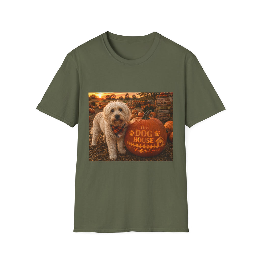 Welcome to The Dog House™ Pumpkin Patch | Maddie's Fall Pumpkin T-Shirt | Cozy Autumn Dog Lover Shirt