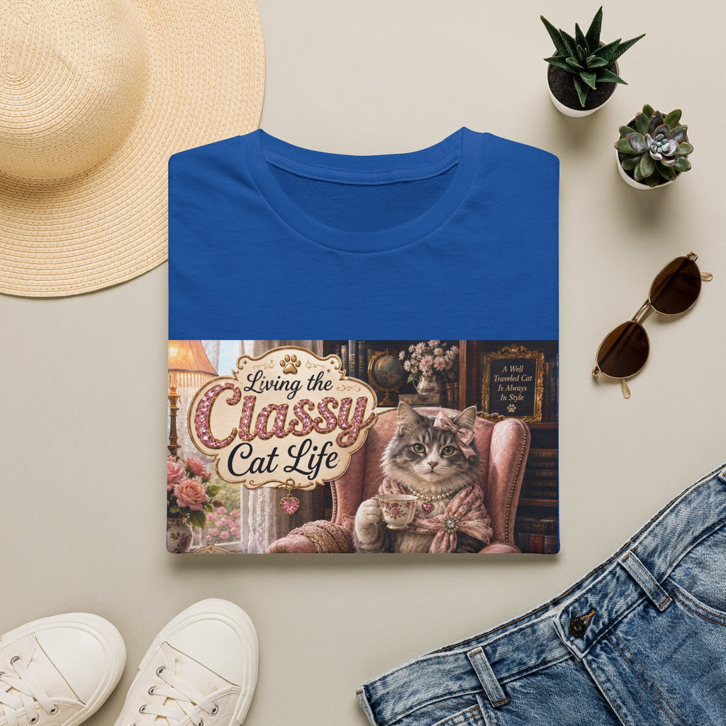 Classy Cat Life T‑Shirt — "Living the Classy Cat Life" Vintage Cat Lover Tee
