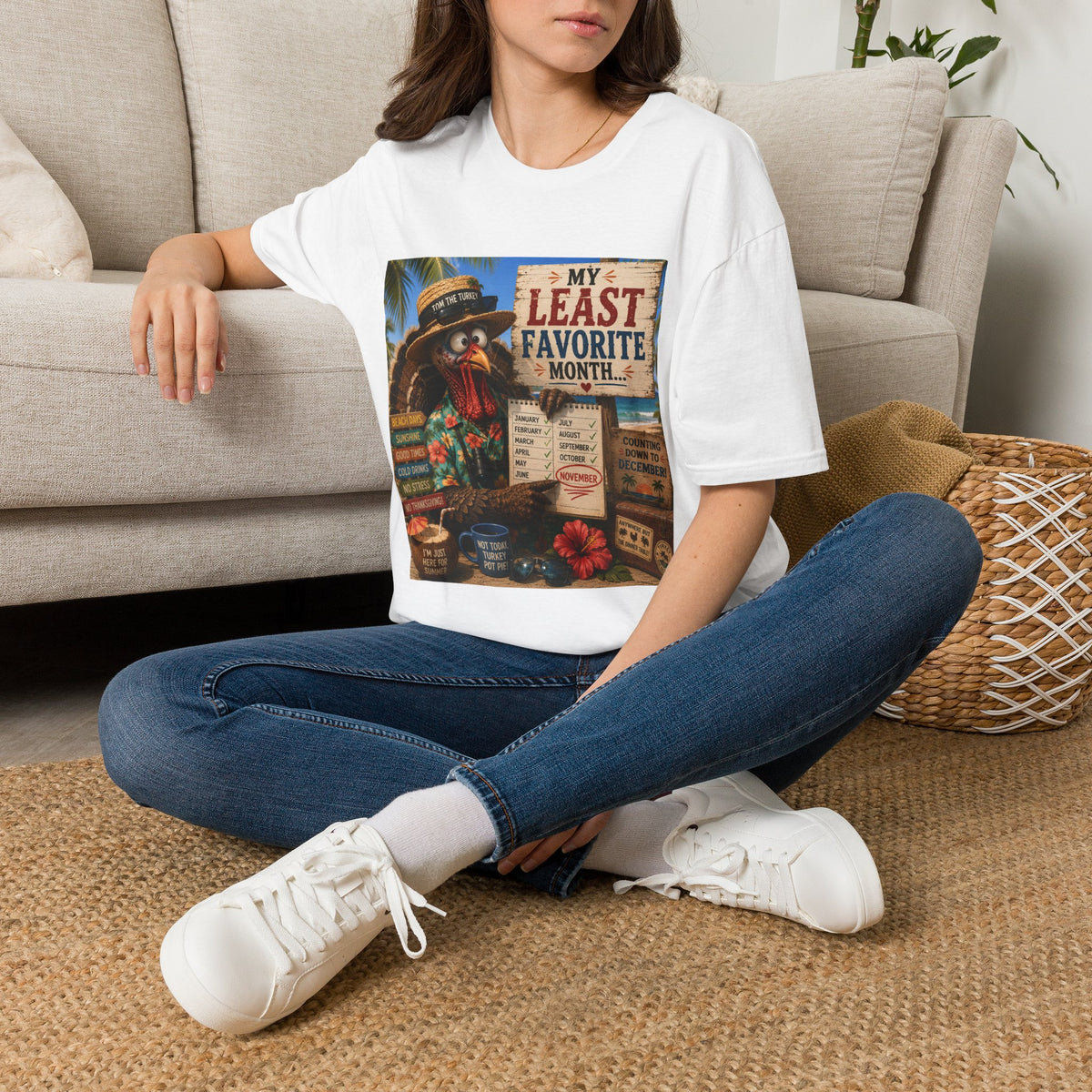 T-Shirt — "My Least Favorite Month" Humorous Turkey Thanksgiving Tee
