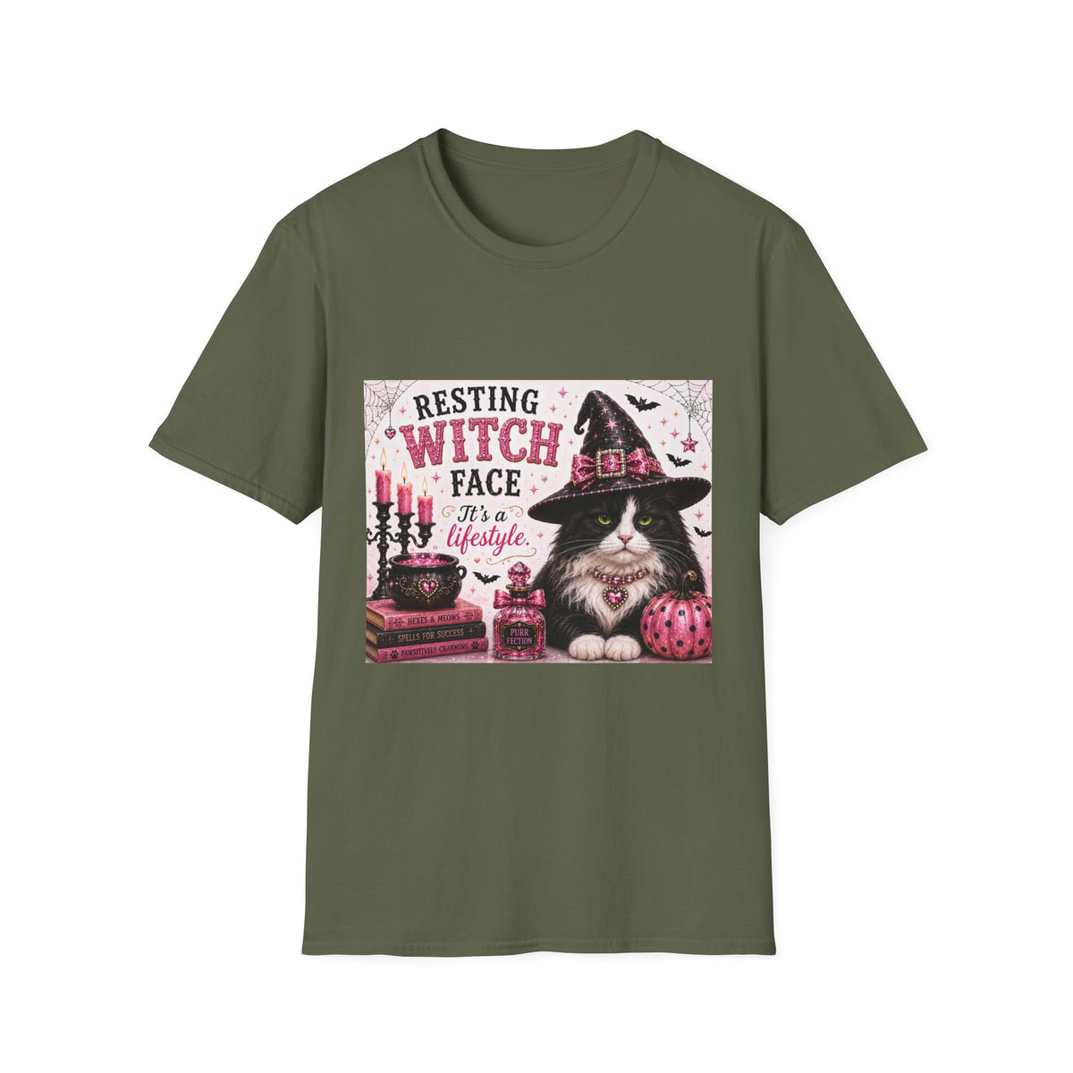 Resting Witch Face | Classy Cats™ Halloween T-Shirt | Funny Black & White Cat Shirt | Halloween Cat Lover Tee | Cat Mom Gift