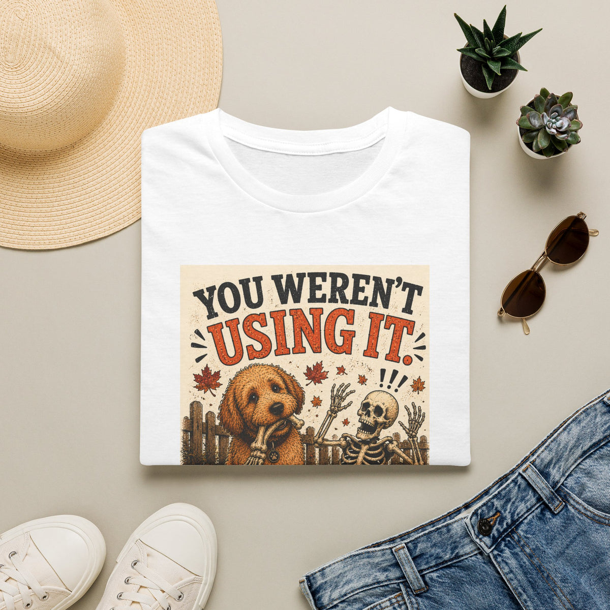 Funny Halloween Dog Shirt – You Weren't Using It! | Skeleton Dog T-Shirt | Vintage Halloween Tee | Dog Lover Gift | Cute Fall Graphic Tee