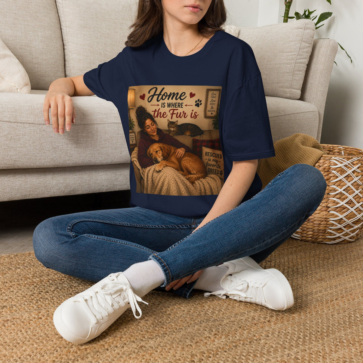 Cat Lover T-Shirt — "Home Is Where the Fur Is" Cozy Pet Tee
