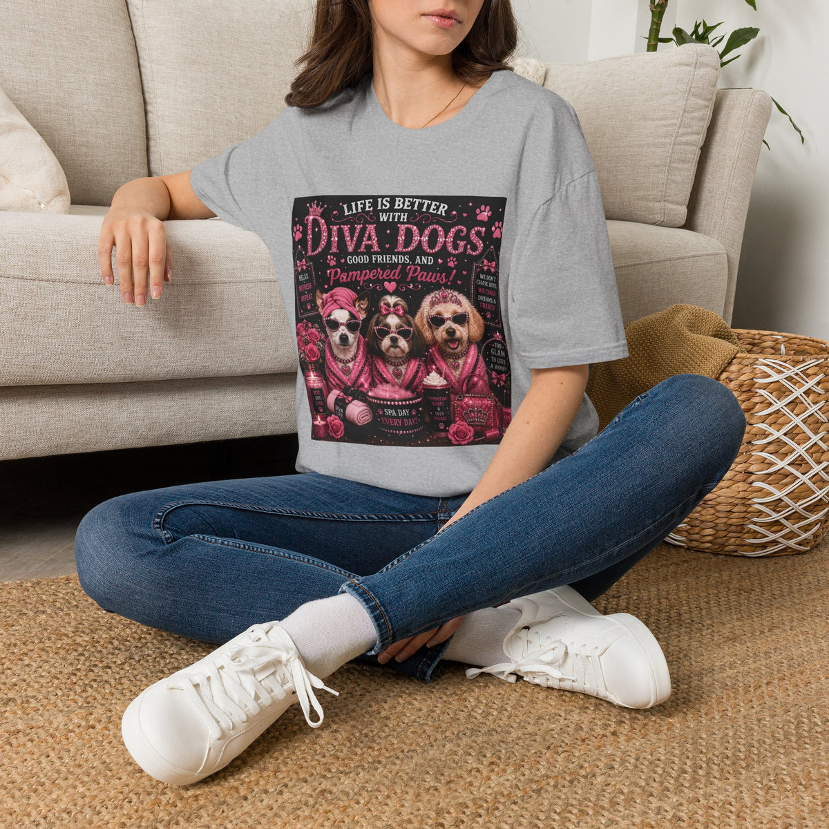 Life Is Better with Diva Dogs, Good Friends & Pampered Paws! | Diva Dogs™ Spa Day T-Shirt | Cute Dog Lover Shirt | Dog Mom Gift | Glam Pet Tee