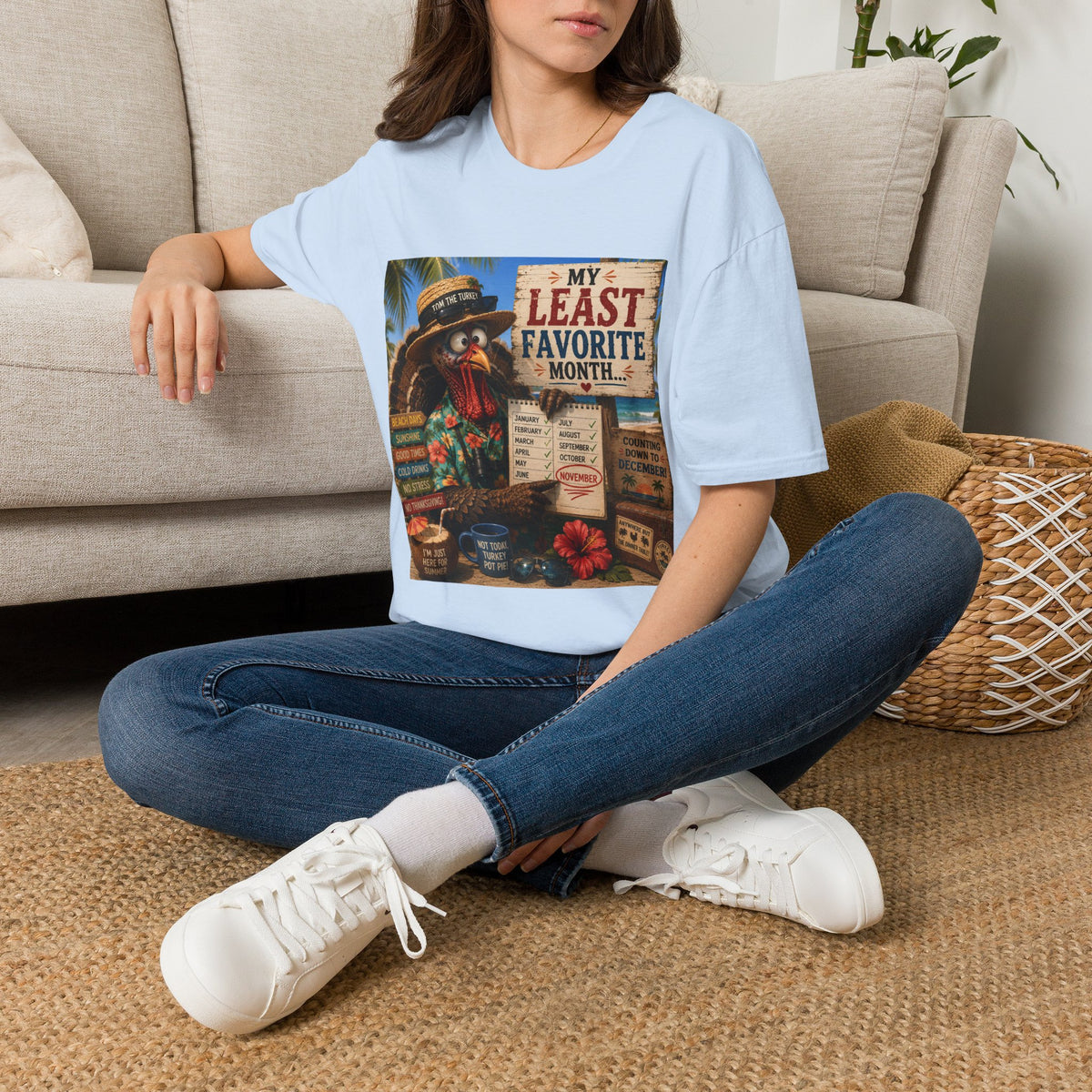 T-Shirt — "My Least Favorite Month" Humorous Turkey Thanksgiving Tee