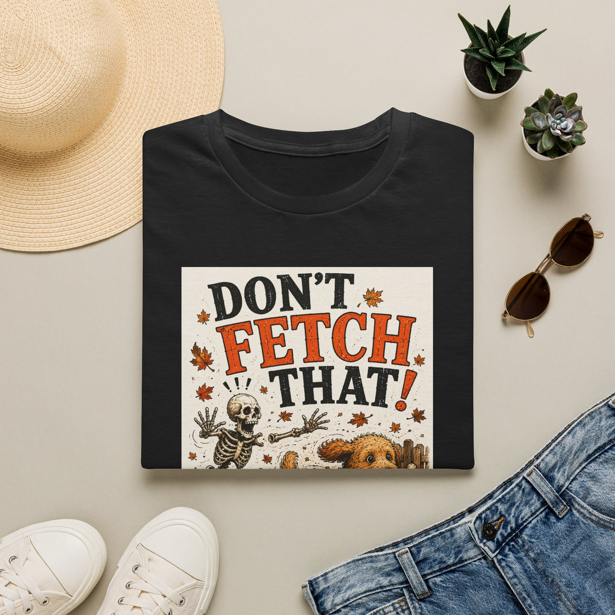 Funny Halloween Dog Shirt – Don't Fetch That! | Skeleton Dog T-Shirt | Vintage Halloween Tee | Dog Lover Gift | Fall Graphic Tee | Cute Spooky Shirt