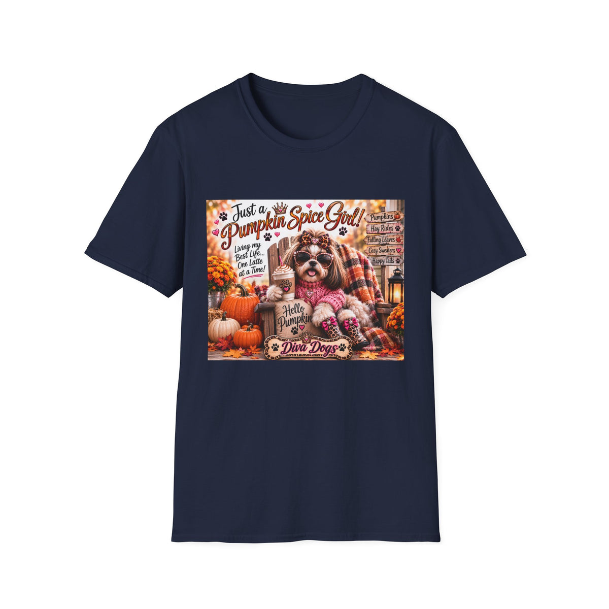 Just a Pumpkin Spice Girl!™ | Diva Dogs™ | Cozy Fall Dog Lover T-Shirt | Boutique Autumn Collection