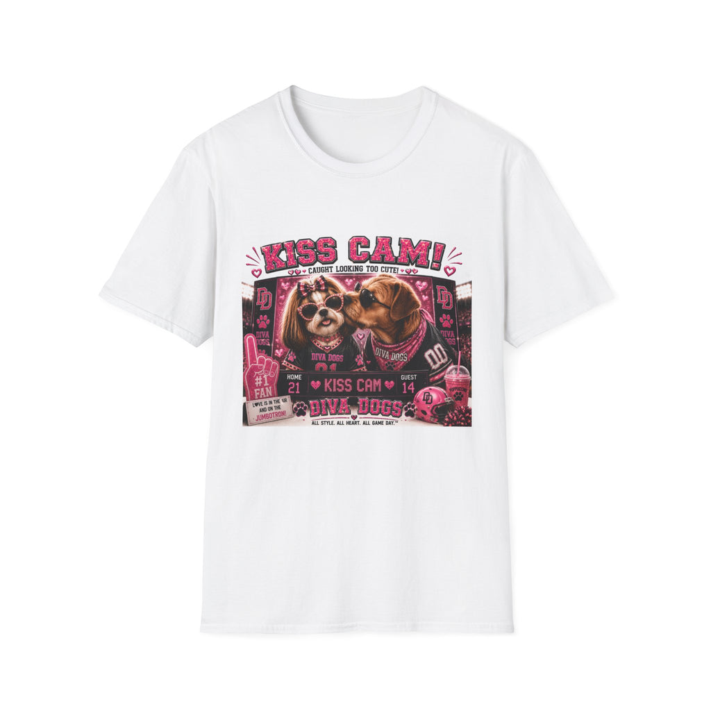 Kiss Cam!™ | Diva Dogs™ | Funny Football Dog Lover T-Shirt | Game Day Romance Collection