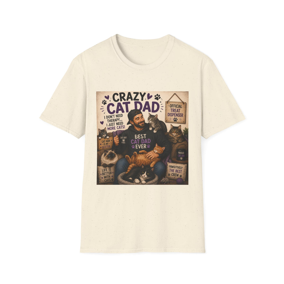 Crazy Cat Dad T-Shirt – "I Don't Need Therapy, I Just Need More Cats" Cat Lover Tee