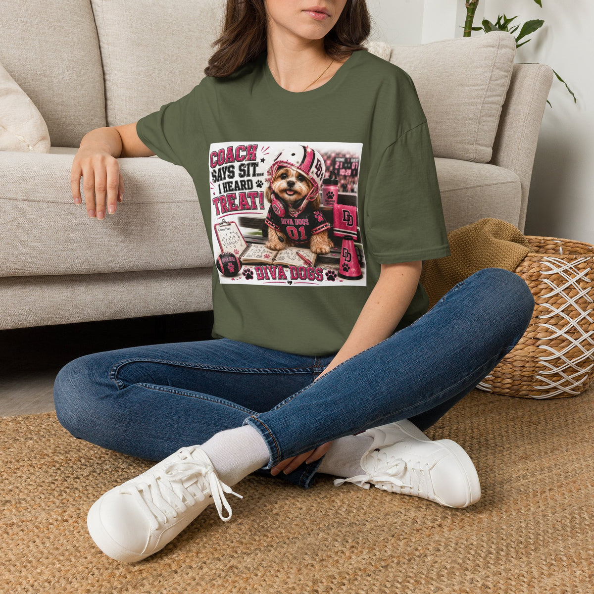 Coach Says Sit... I Heard Treat!™ | Diva Dogs™ | Funny Football Dog Lover T-Shirt | Game Day Coach Edition