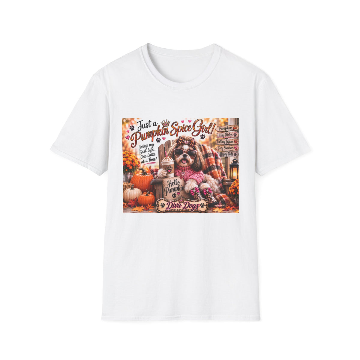 Just a Pumpkin Spice Girl!™ | Diva Dogs™ | Cozy Fall Dog Lover T-Shirt | Boutique Autumn Collection