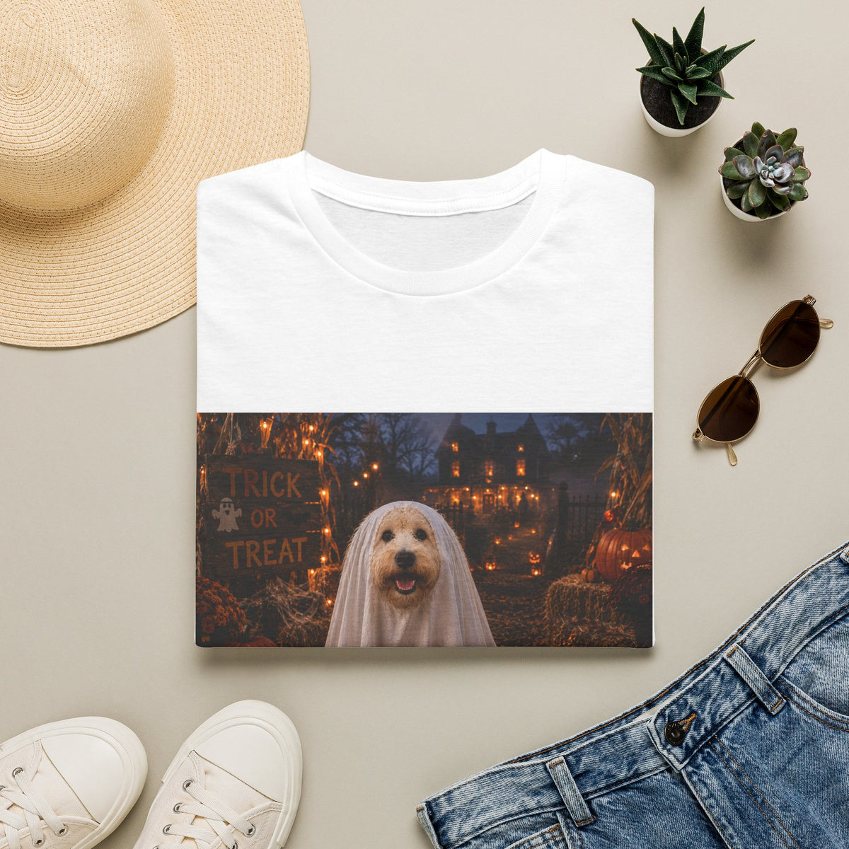 Trick or Treat | Maddie's Ghost Costume™ Halloween T-Shirt | Cute Dog Halloween Shirt | The Dog House™ Fall Collection