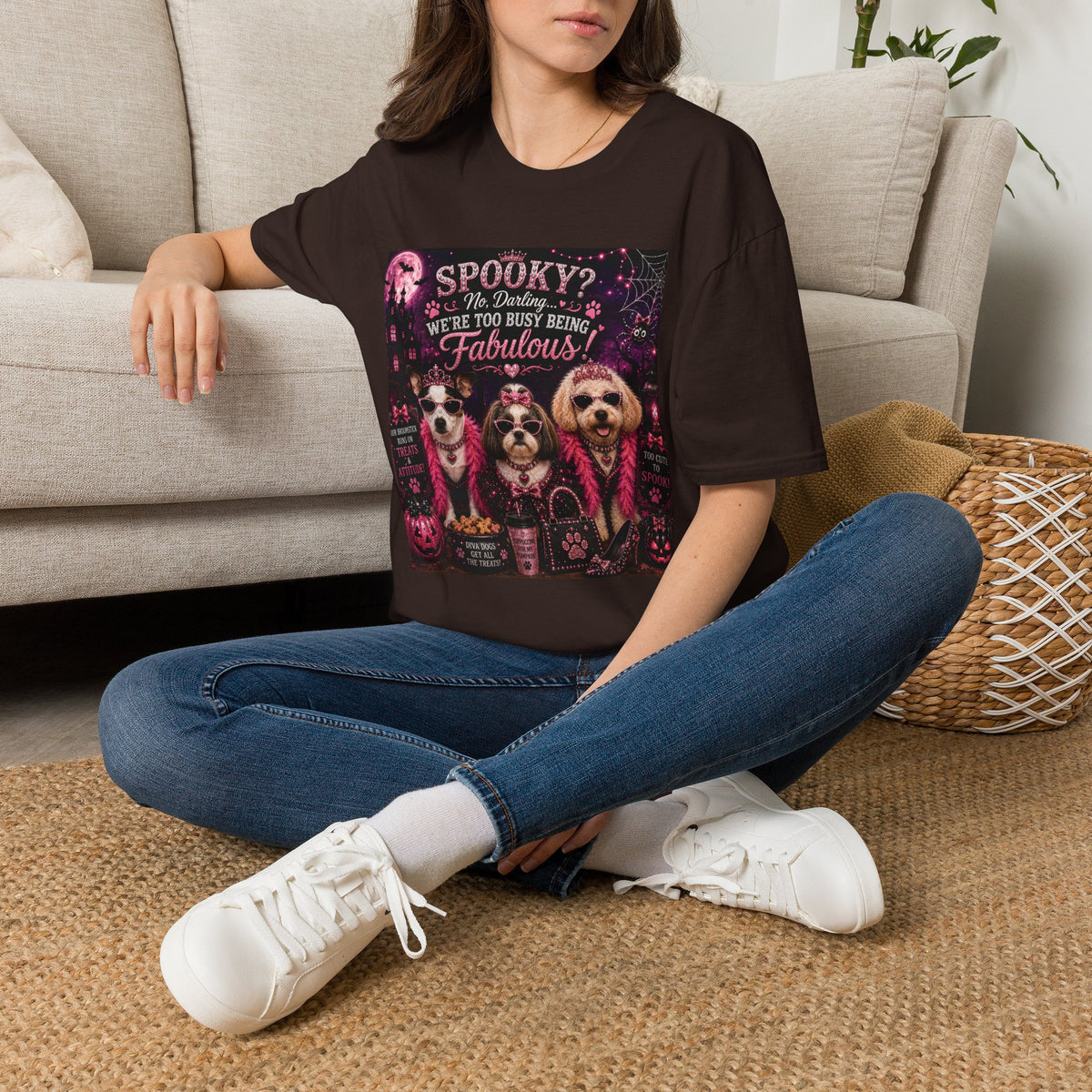 Funny Halloween Dog Shirt – Spooky? No, Darling... We're Too Busy Being Fabulous! | Diva Dogs™ Halloween T-Shirt | Glam Dog Lover Tee | Dog Mom Gift